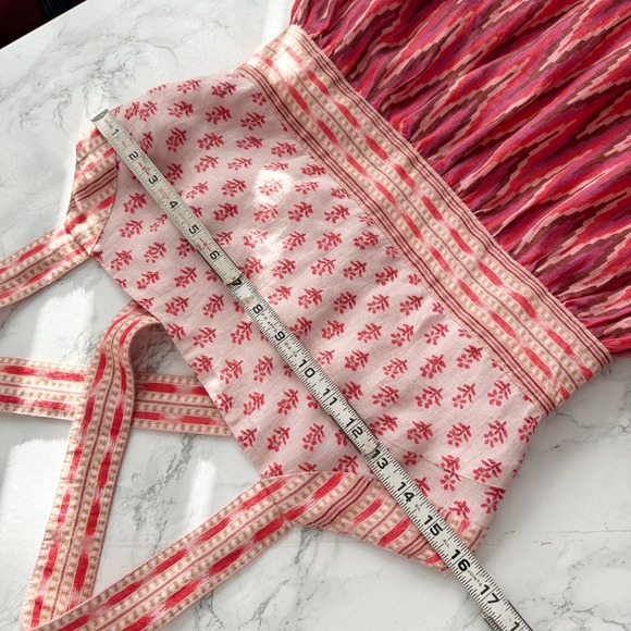 Faherty Gracie Pink Floral Print Criss Cross Back Smocked Midi Dress Size Small - Picture 11 of 13